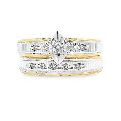 Diamond Engagement Ring Set Sterling Silver 14KT Gold Bids.com