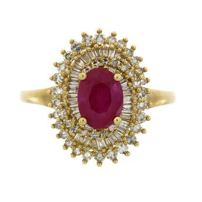 Genuine 2.05ct Ruby Diamond Ring 10KT Yellow Gold Bids.com