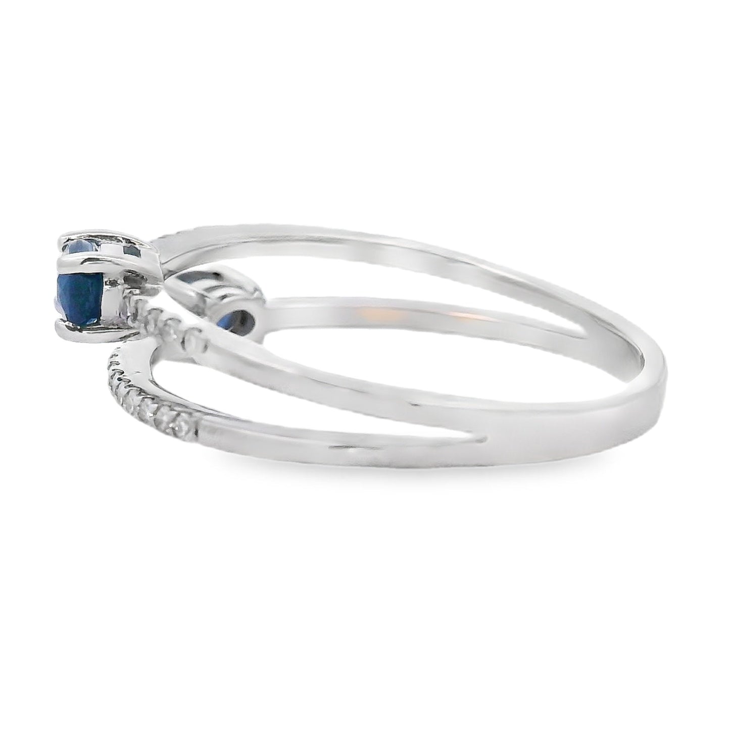 Natural .61ct Sapphire Diamond Ring 14KT White Gold Bids.com