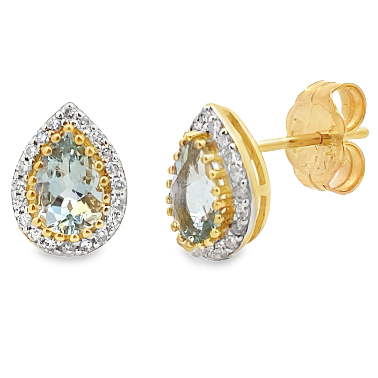 .52ct Aquamarine Diamond Stud Earrings 14KT Yellow Gold Bids.com