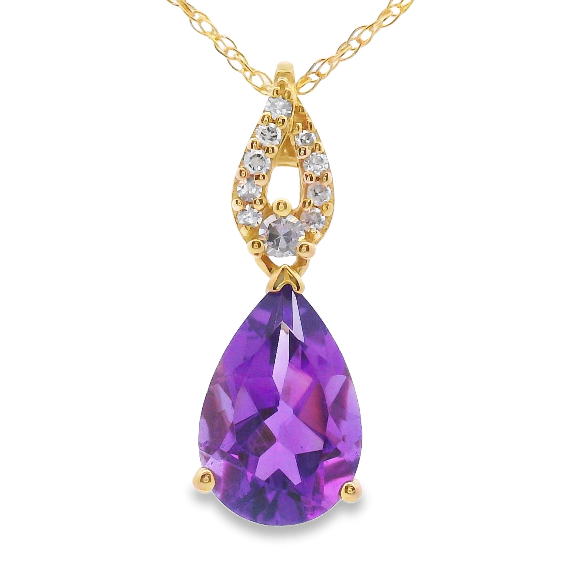 Amethyst Diamond Fashion Pendants 10KT Yellow Gold Bids.com