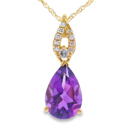Amethyst Diamond Fashion Pendants 10KT Yellow Gold Bids.com