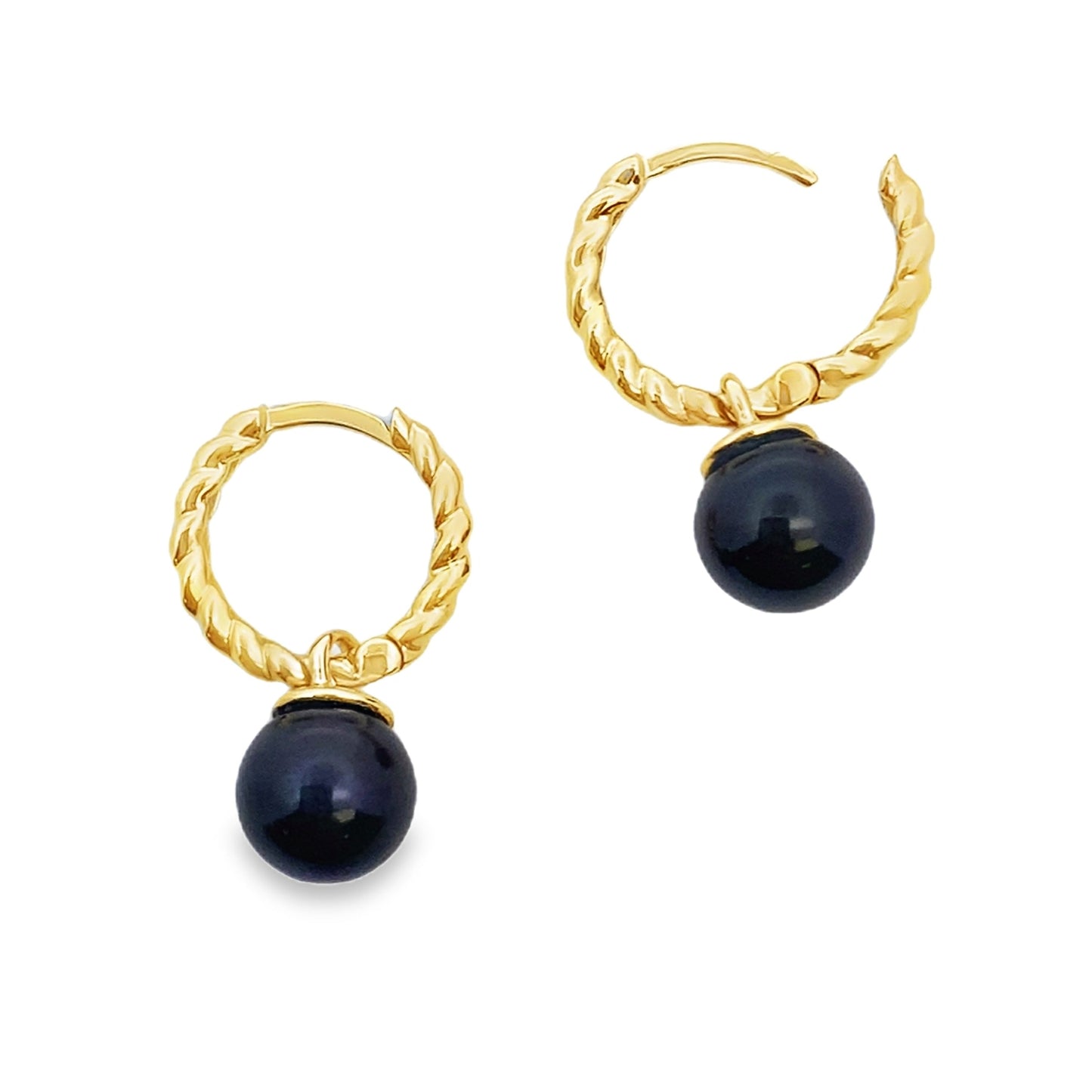 Pearl Hoop Earrings 14KT Yellow Gold Bids.com