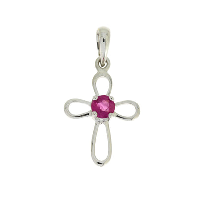 .22ct Ruby Cross Religious Pendant 10KT White Gold Bids.com