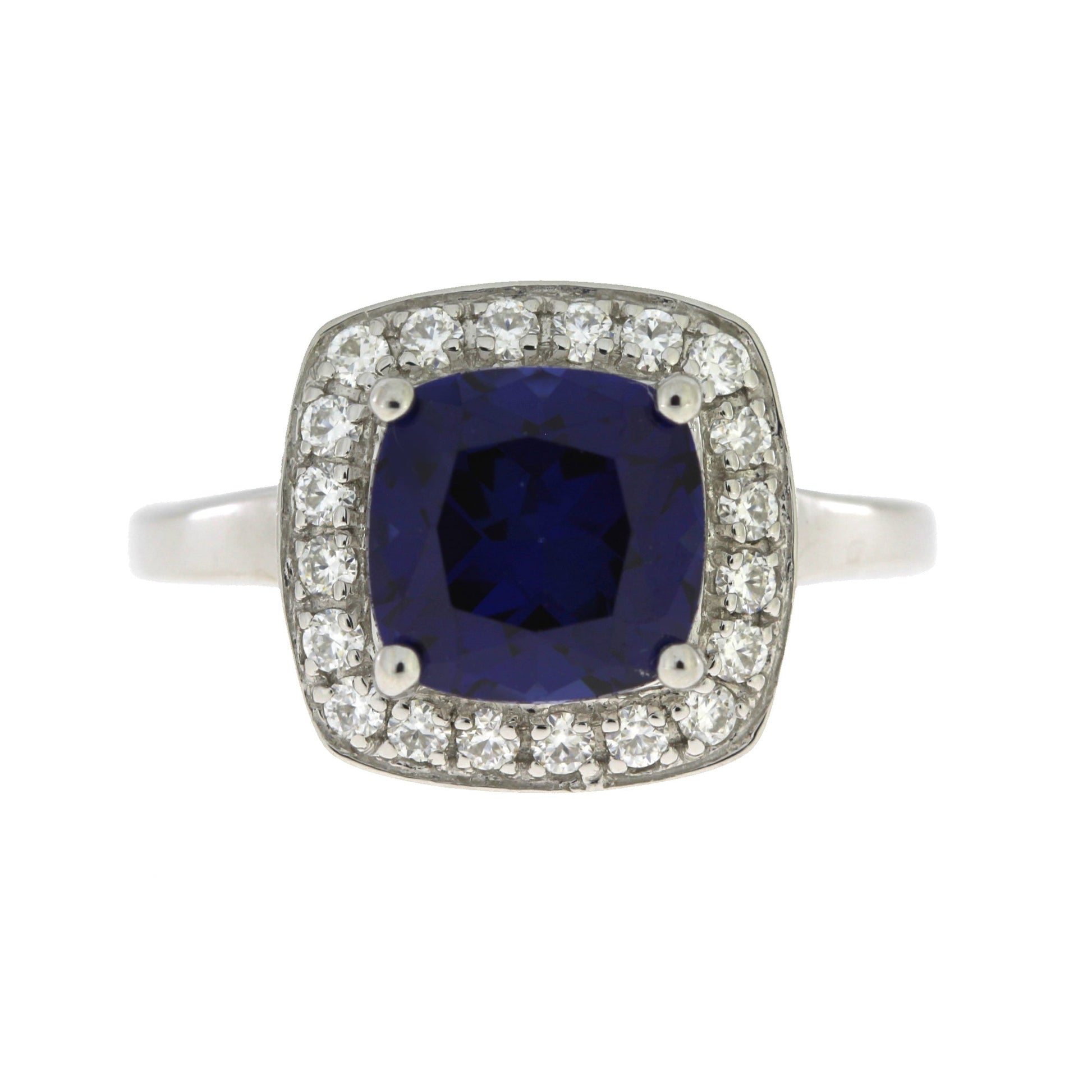 Created Sapphire Moissanite Ring Sterling Silver Bids.com