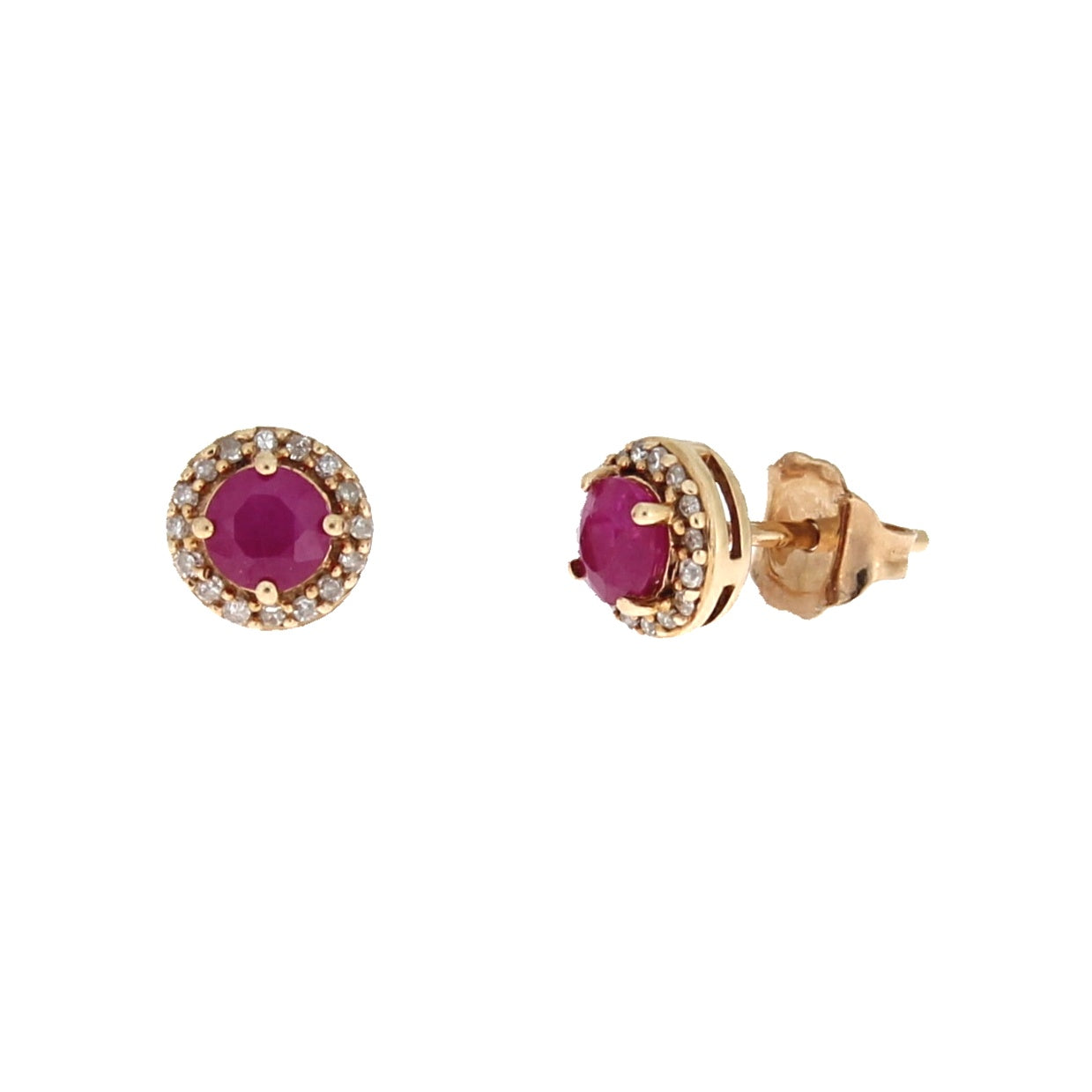 Genuine .77ct Ruby Diamond Stud Earrings 10KT Rose Gold Bids.com