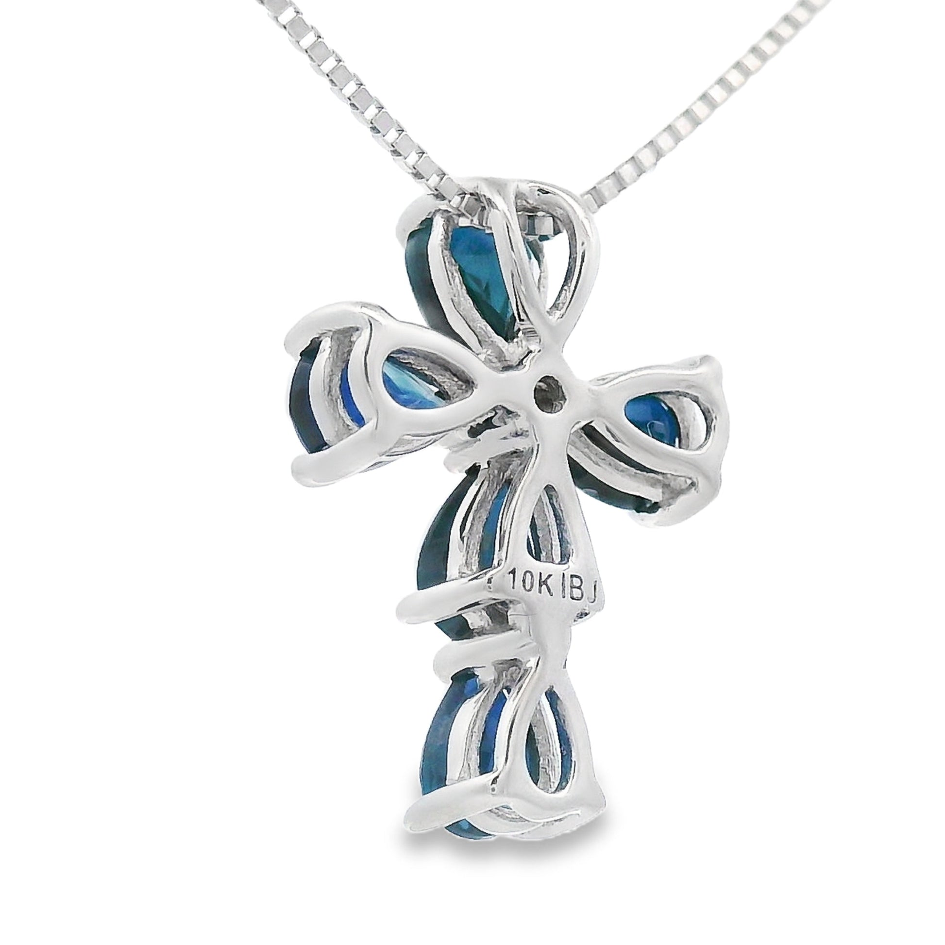 .82ct Sapphire Cross Religious Pendant 10KT White Gold Bids.com