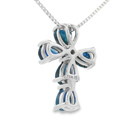 .82ct Sapphire Cross Religious Pendant 10KT White Gold Bids.com