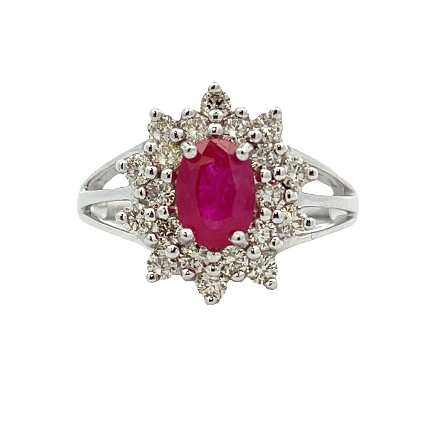 Natural 1.65ct Ruby Diamond Ring 14KT White Gold Bids.com