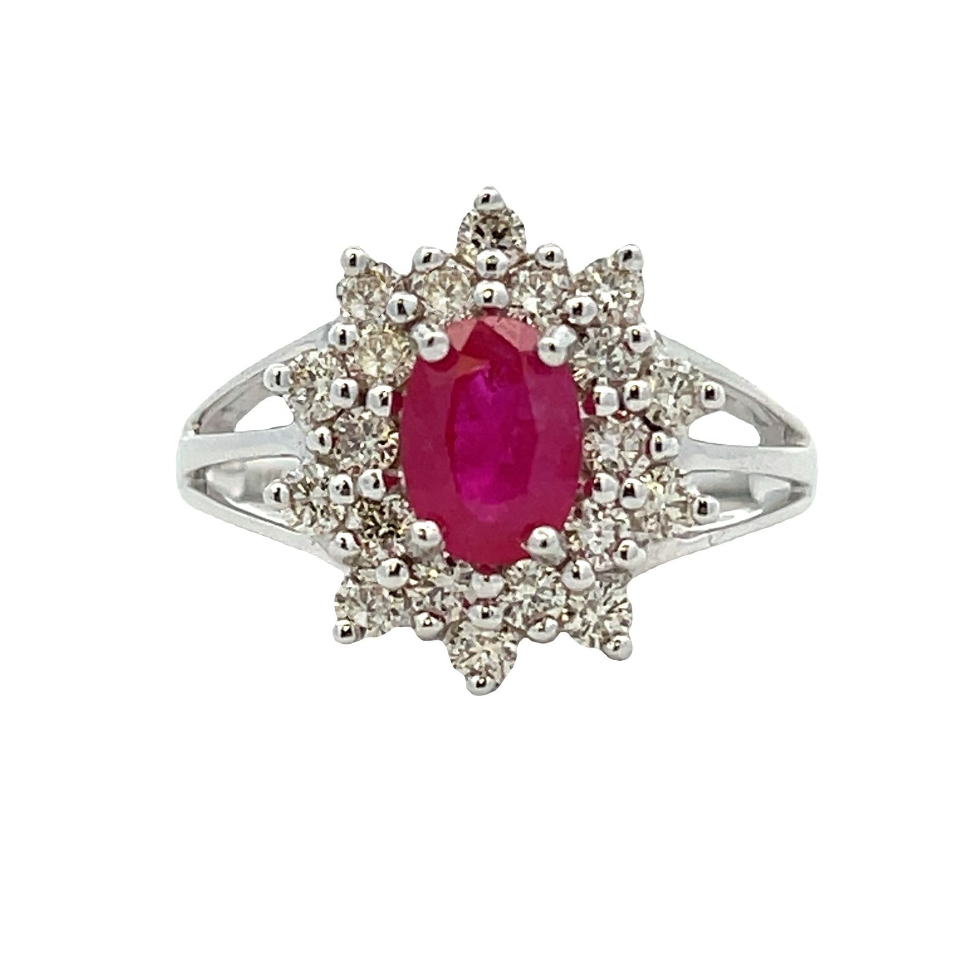 Natural 1.65ct Ruby Diamond Ring 14KT White Gold Bids.com
