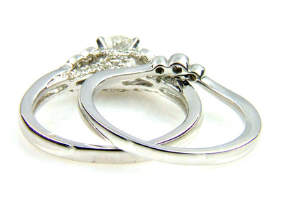 .90ct Antique Style Engagement Ring Set 14KT White Gold Bids.com