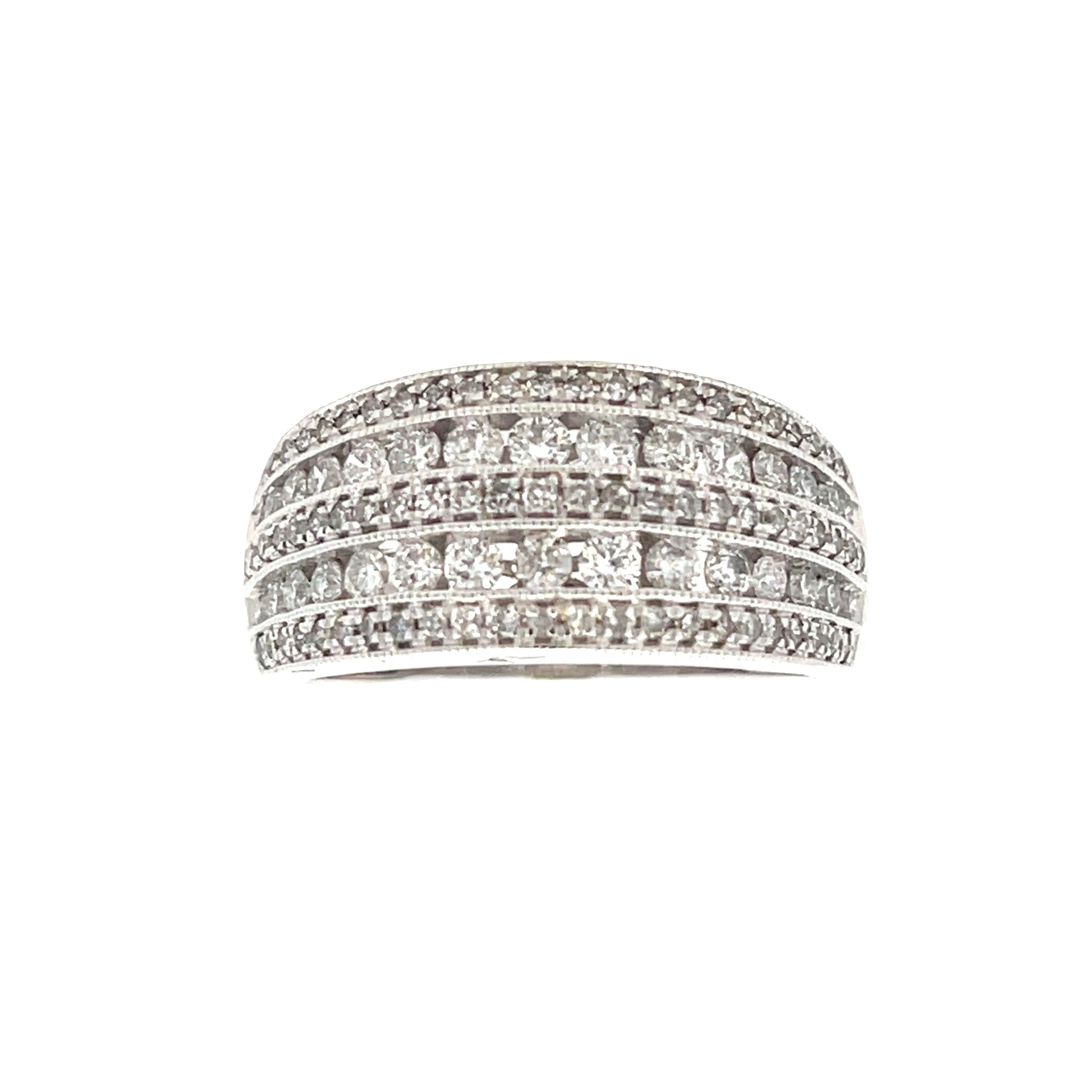 1.00ct Diamond Wedding Band Ring 10KT White Gold Bids.com