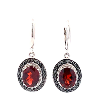 .38ct Garnet Diamond Dangle Earrings Sterling Silver Bids.com