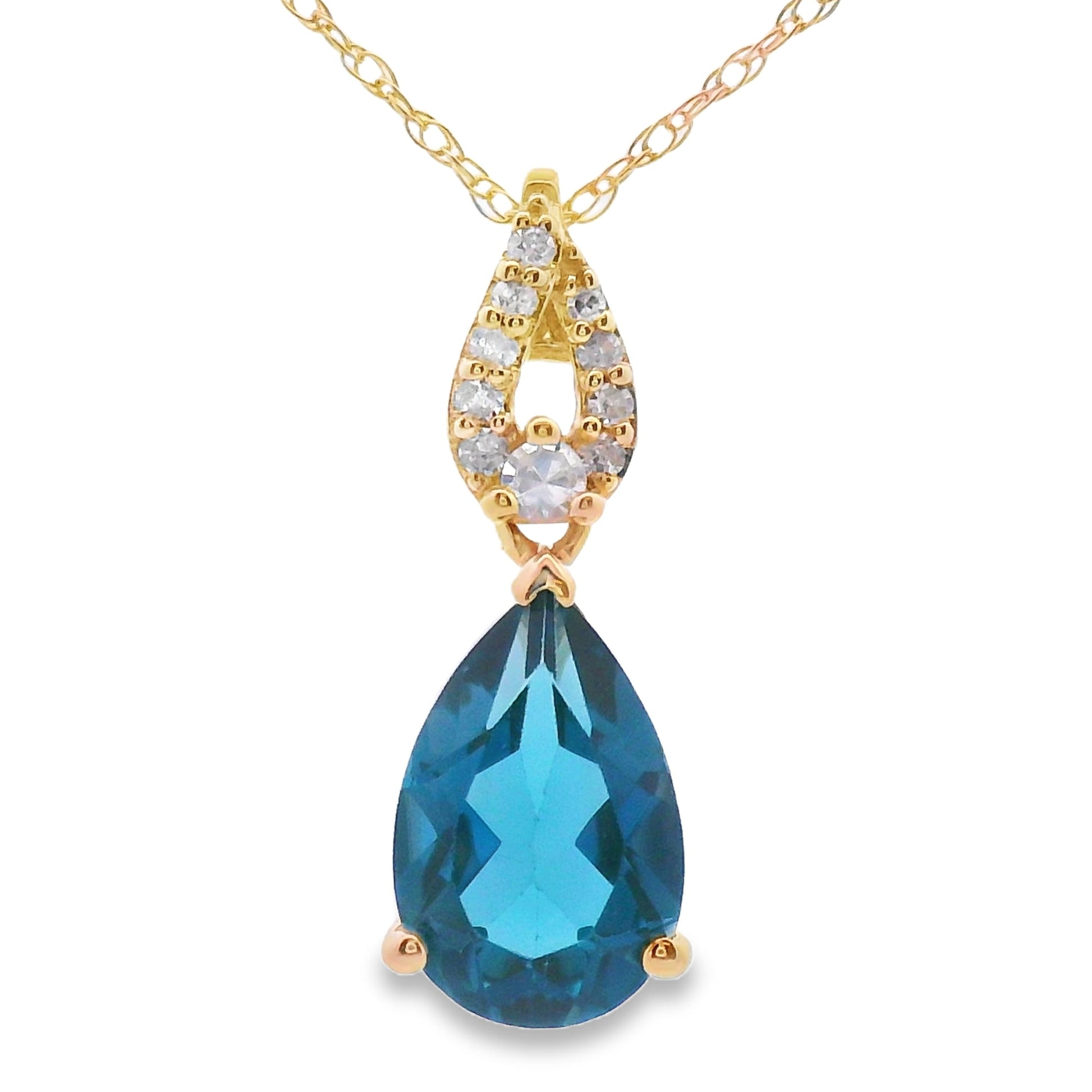 London Blue Topaz Fashion Pendants 10KT Yellow Gold Bids.com