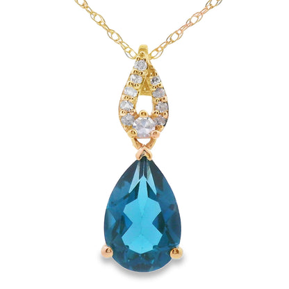 London Blue Topaz Fashion Pendants 10KT Yellow Gold Bids.com