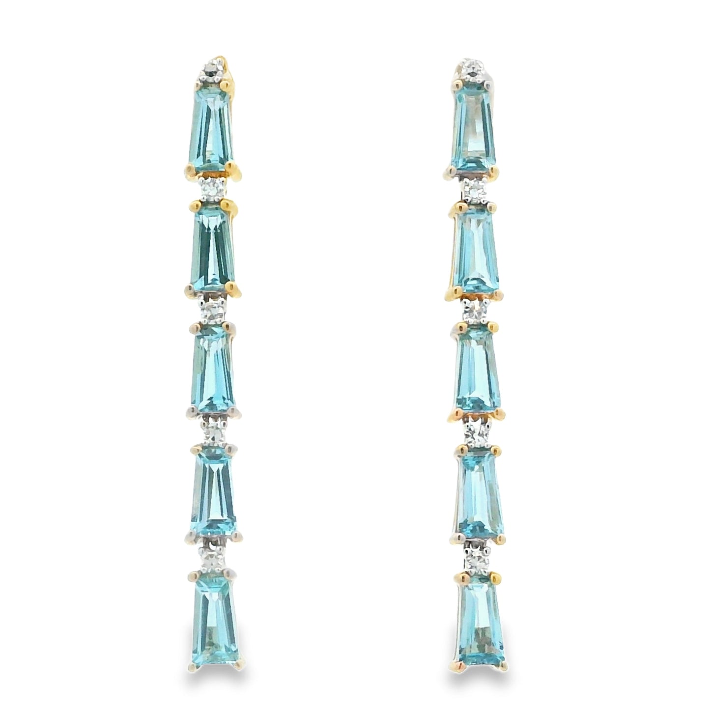 3.15ct Blue Topaz Diamond Earrings 14KT Yellow Gold Bids.com