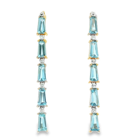 3.15ct Blue Topaz Diamond Earrings 14KT Yellow Gold Bids.com