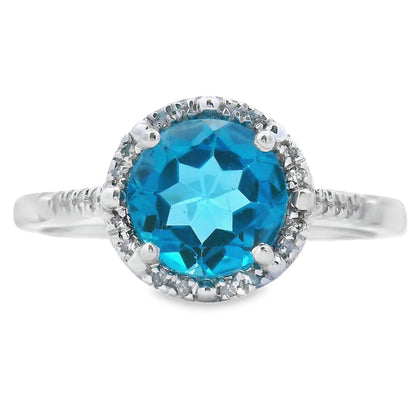 1.35ct London Blue Topaz Diamond Ring 10KT White Gold Bids.com
