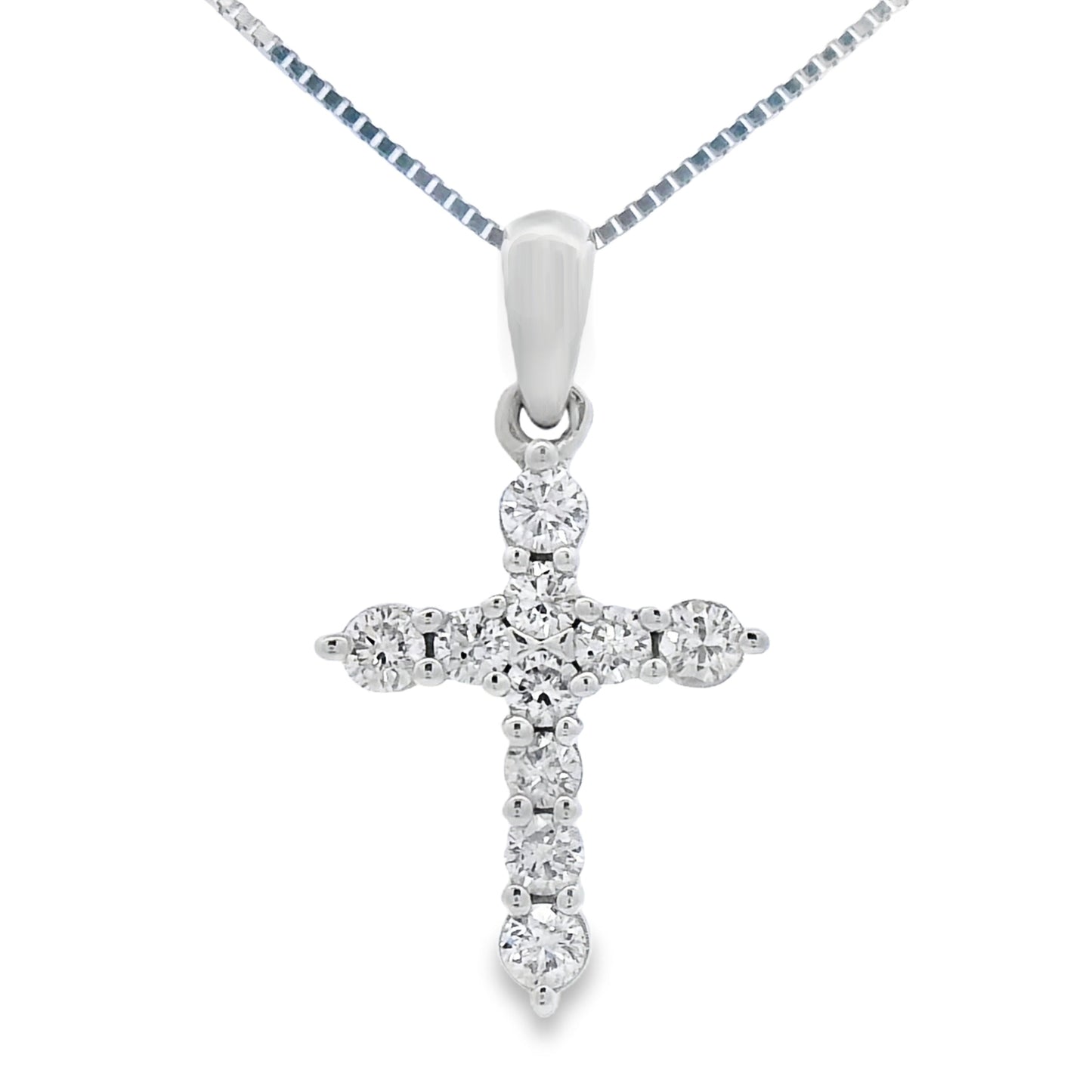 .23ct Diamond Cross Religious Pendant 14KT White Gold Bids.com