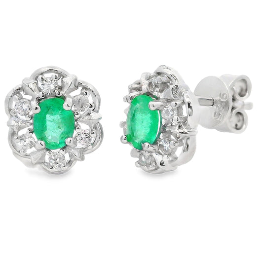 .92ct Emerald Zircon Stud Earrings Sterling Silver Bids.com