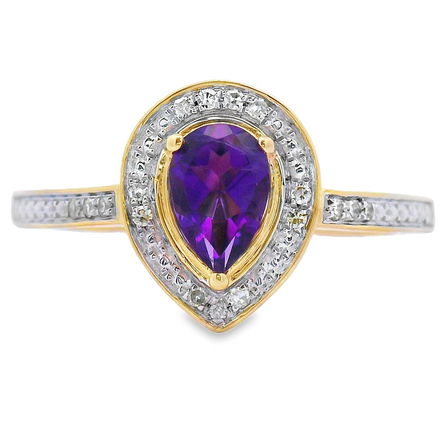 Genuine .42ct Amethyst Diamond Ring 10KT Yellow Gold Bids.com