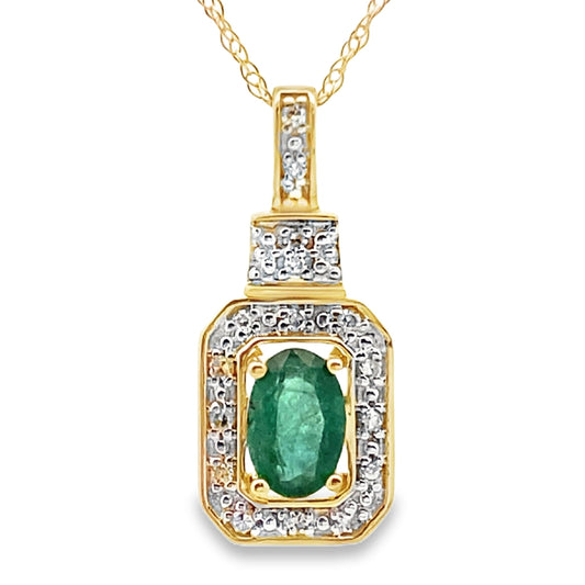 .58ct Emerald Diamond Fashion Pendants 10KT Yellow Gold Bids.com