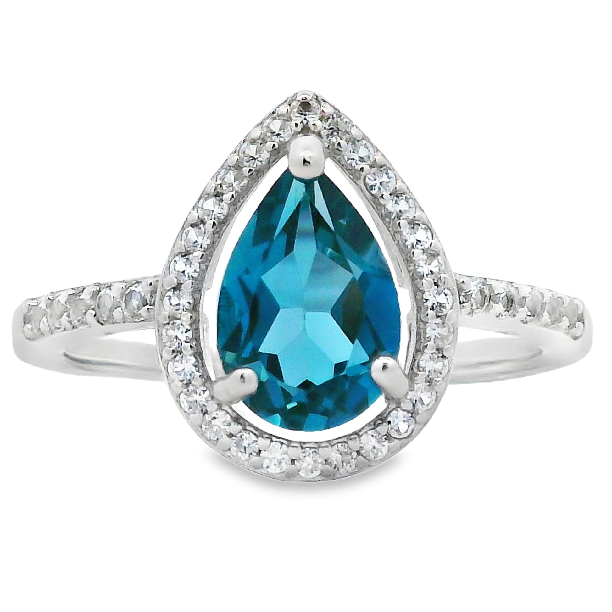 London Blue Topaz Created Sapphire Ring Sterling Silver Bids.com
