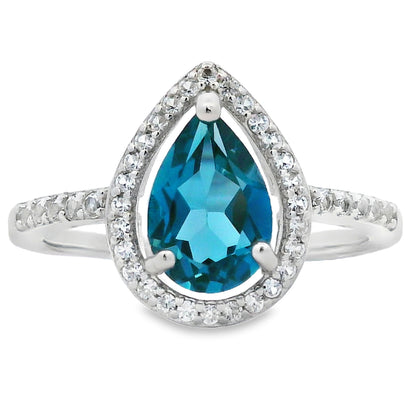 London Blue Topaz Created Sapphire Ring Sterling Silver Bids.com