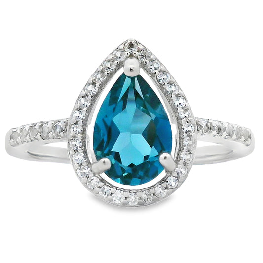 London Blue Topaz Created Sapphire Ring Sterling Silver Bids.com