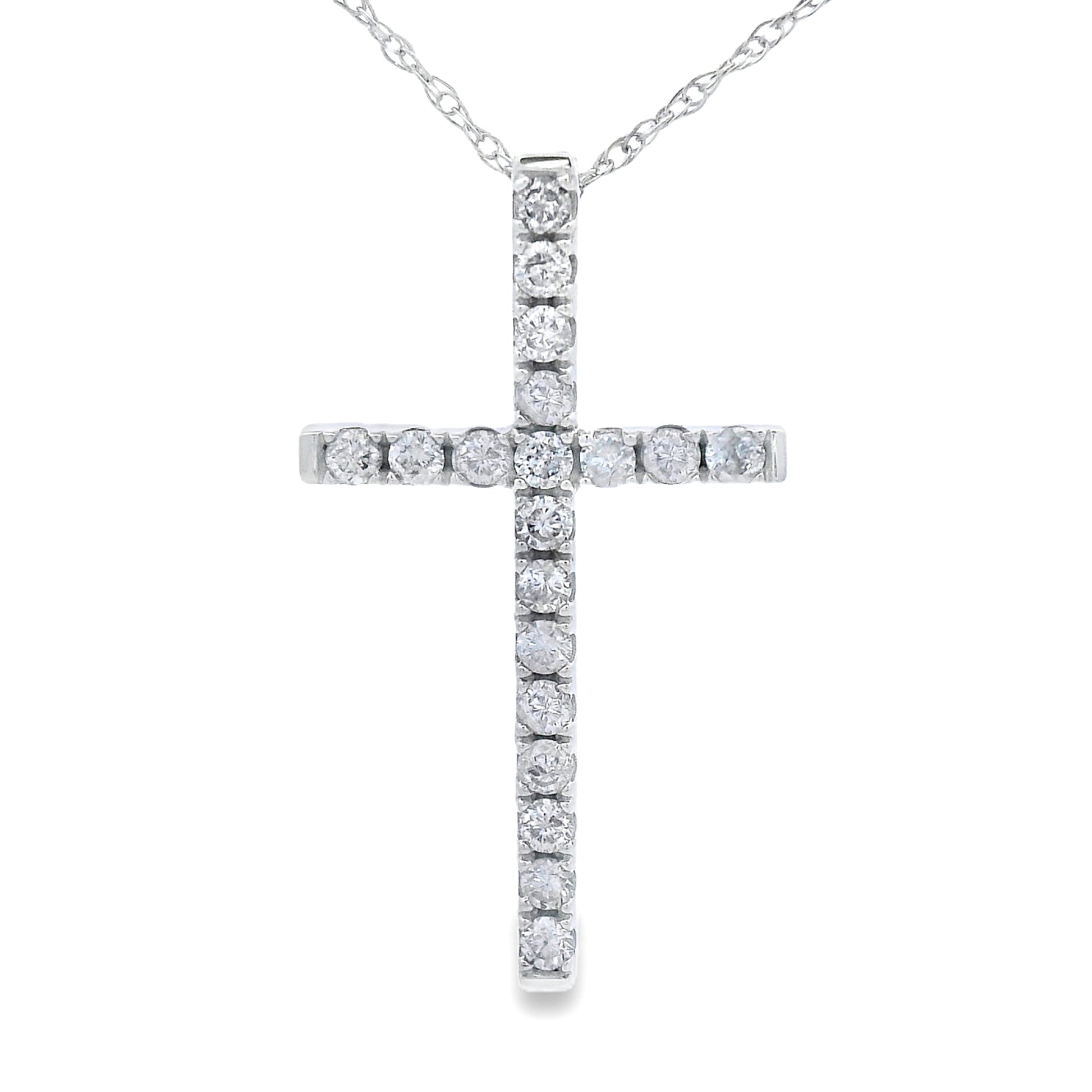 .24ct Diamond Cross Religious Pendant 14KT White Gold Bids.com