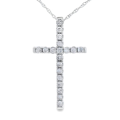 .24ct Diamond Cross Religious Pendant 14KT White Gold Bids.com