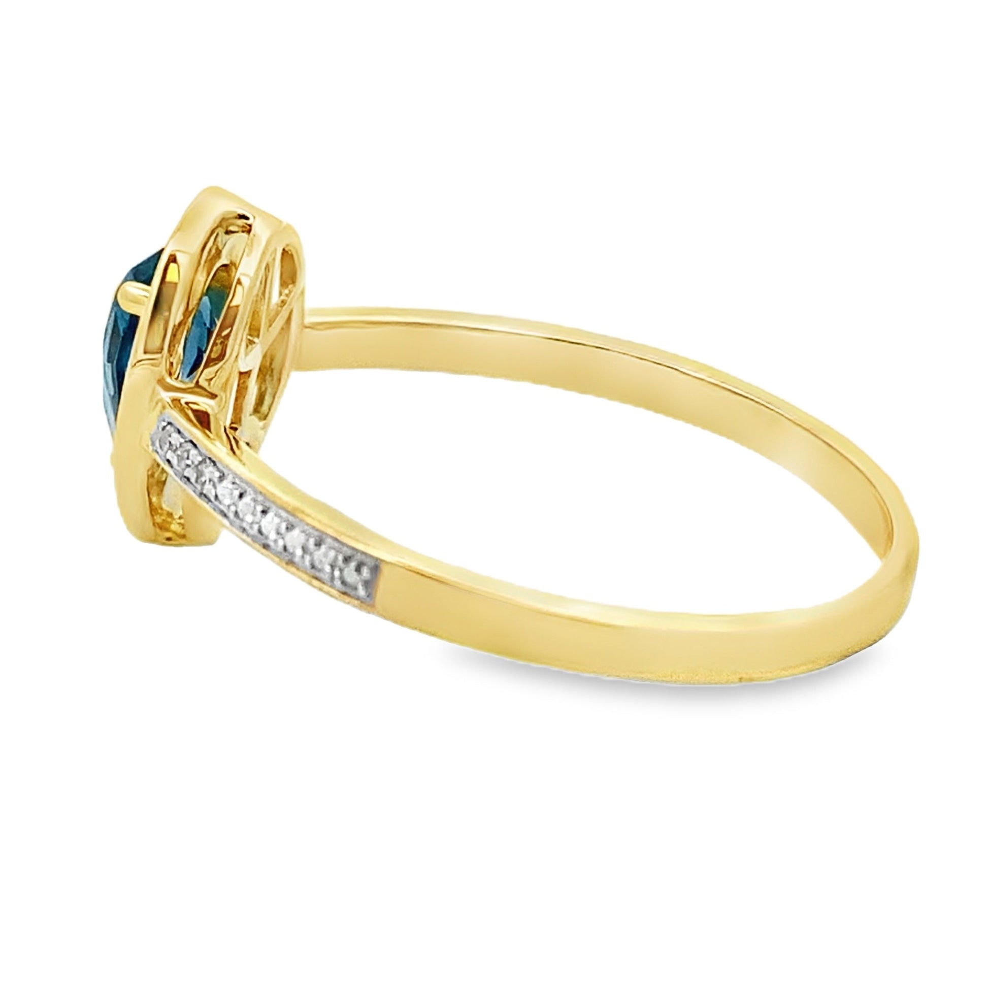 .54ct London Blue Topaz Diamond Ring 10KT Yellow Gold Bids.com