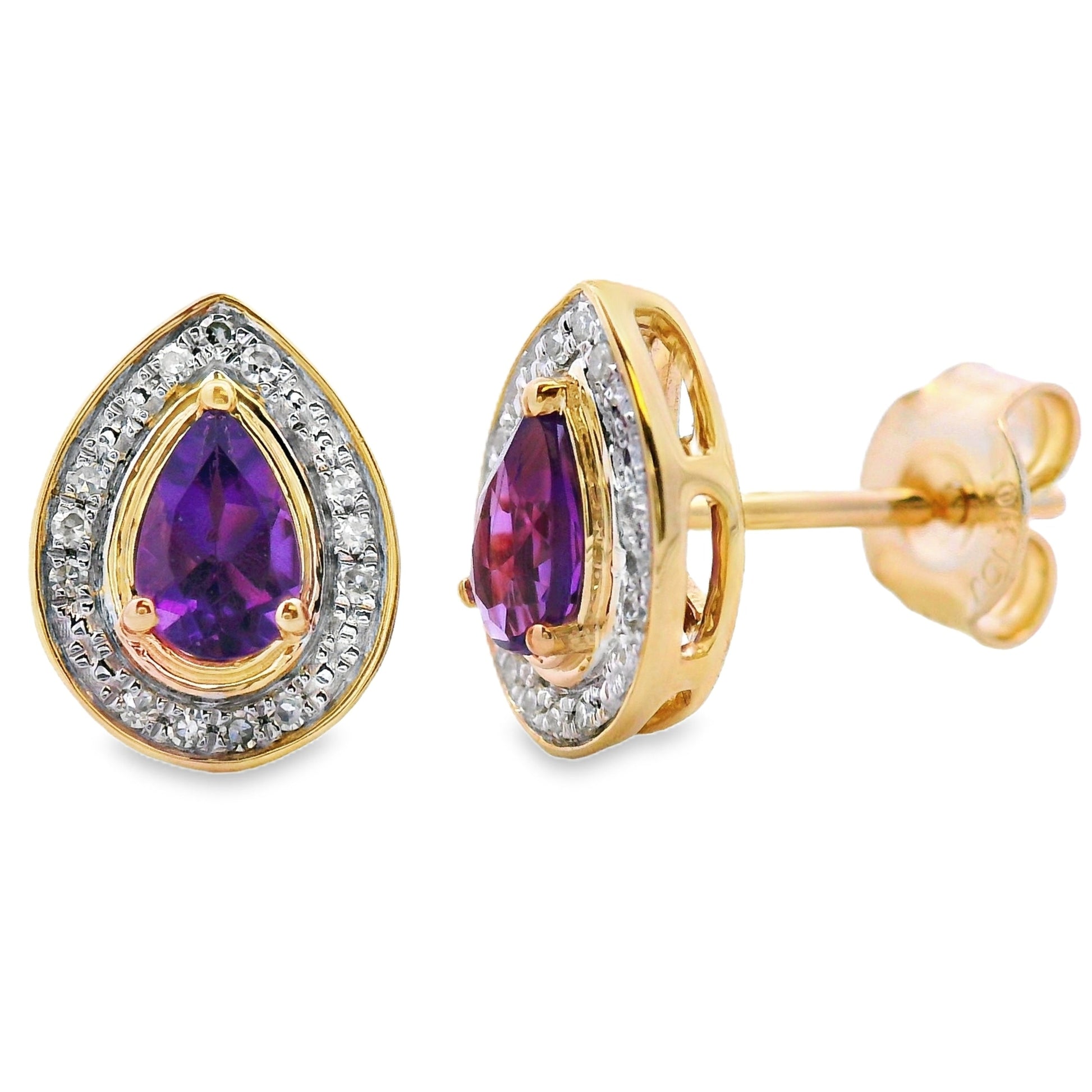 .47ct Amethyst Diamond Stud Earrings 10KT Yellow Gold Bids.com