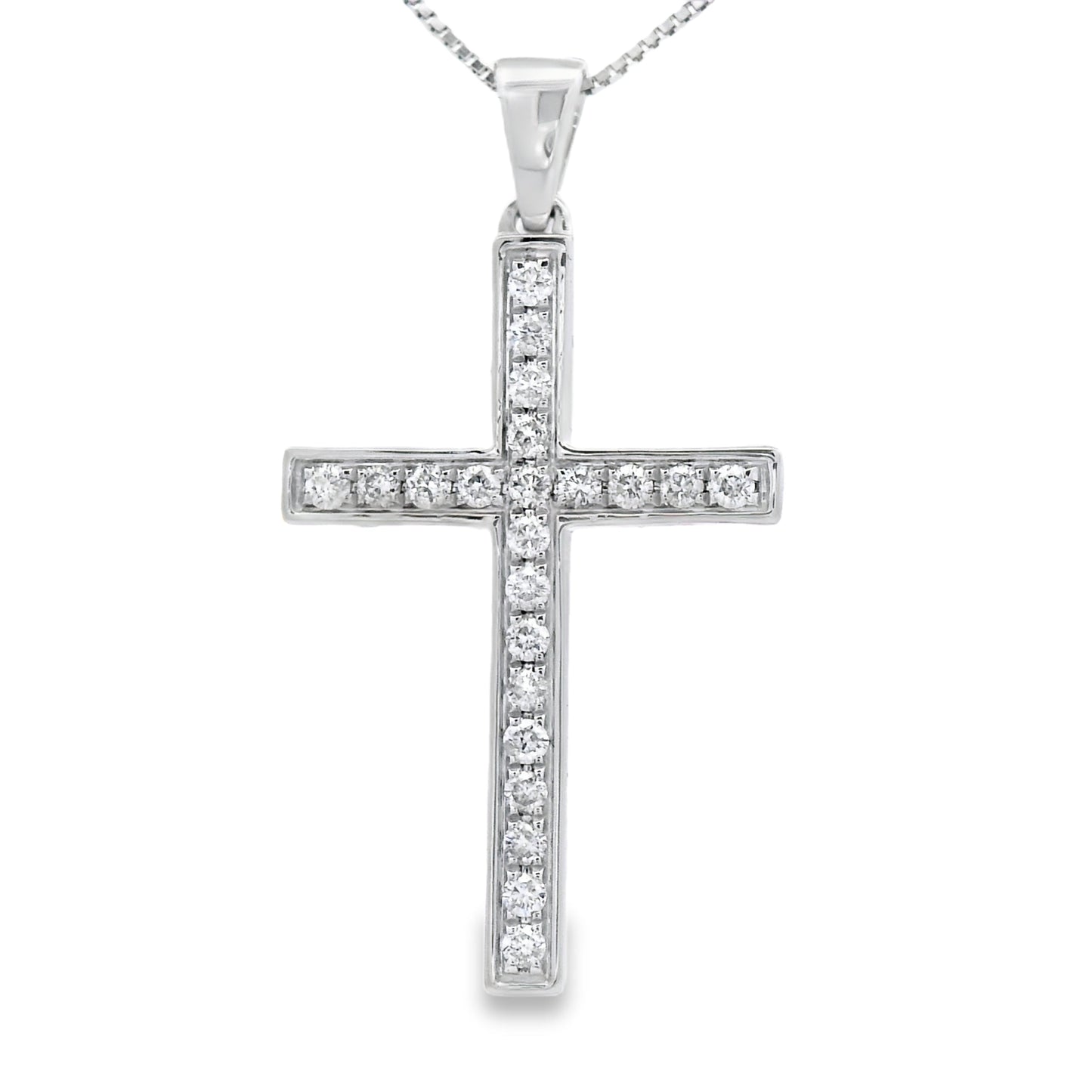 .22ct Diamond Cross Religious Pendant 14KT White Gold Bids.com