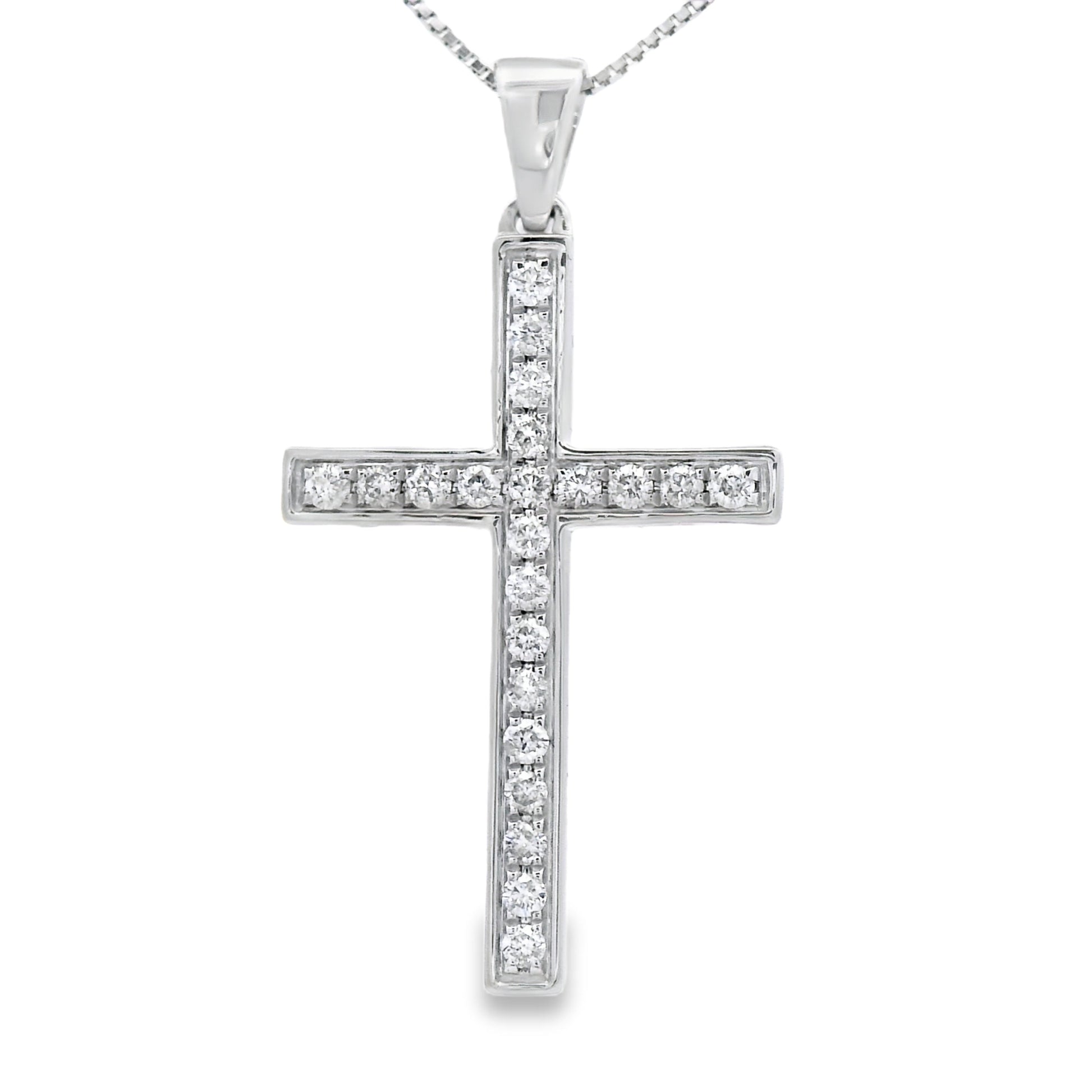 .22ct Diamond Cross Religious Pendant 14KT White Gold Bids.com