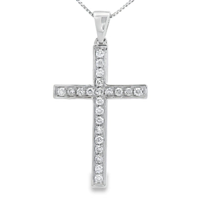.22ct Diamond Cross Religious Pendant 14KT White Gold Bids.com