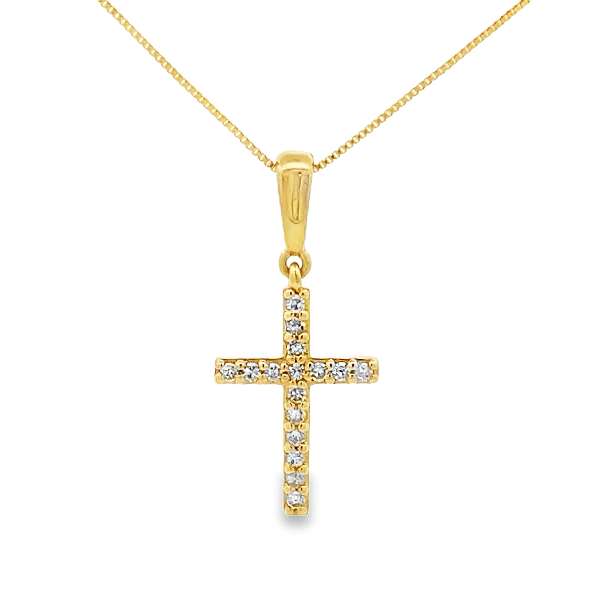 .08ct Diamond Cross Religious Pendant 10KT Yellow Gold Bids.com