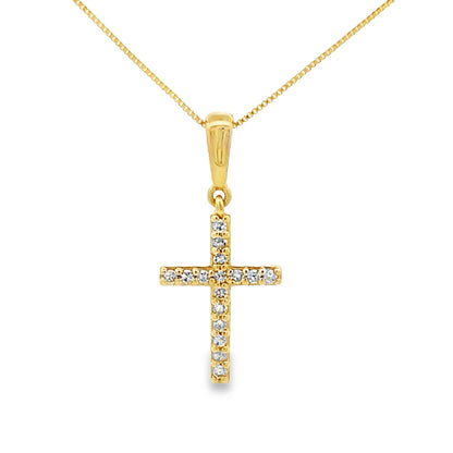 .08ct Diamond Cross Religious Pendant 10KT Yellow Gold Bids.com