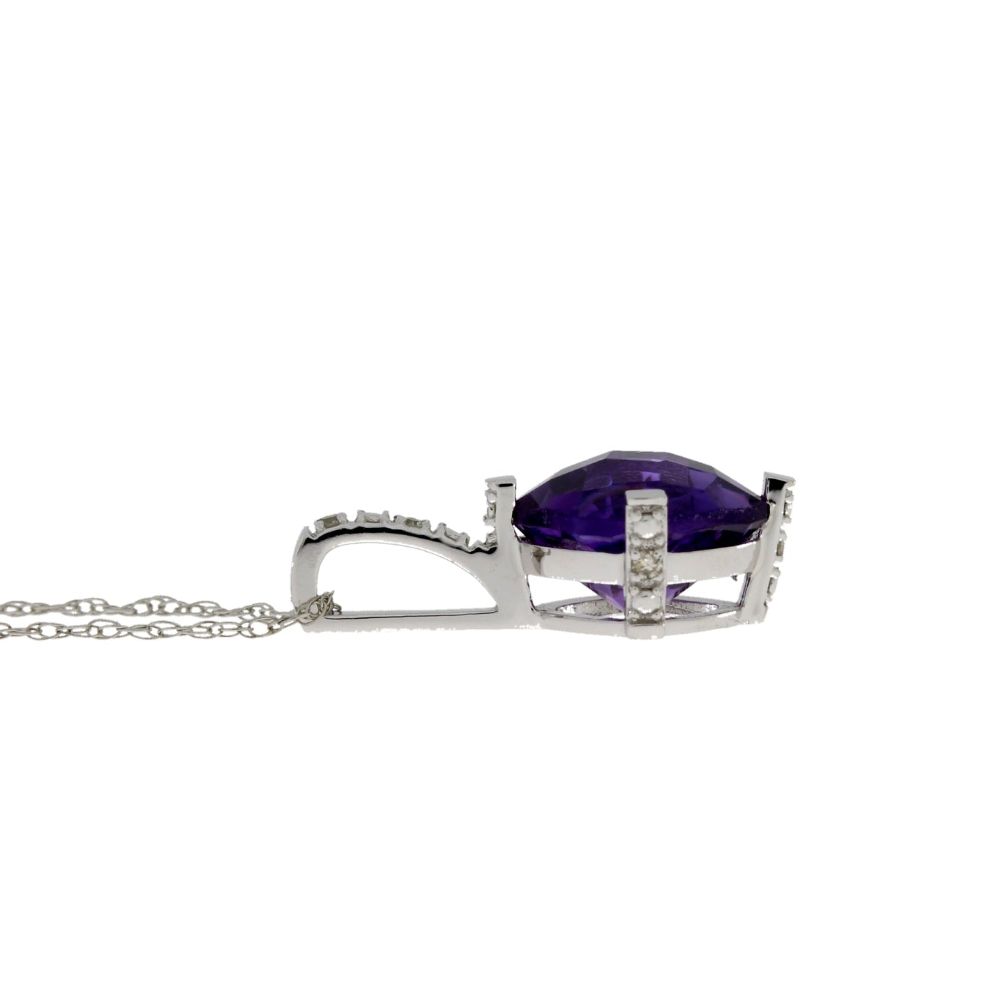 Amethyst Diamond Fashion Pendants 10KT White Gold Bids.com