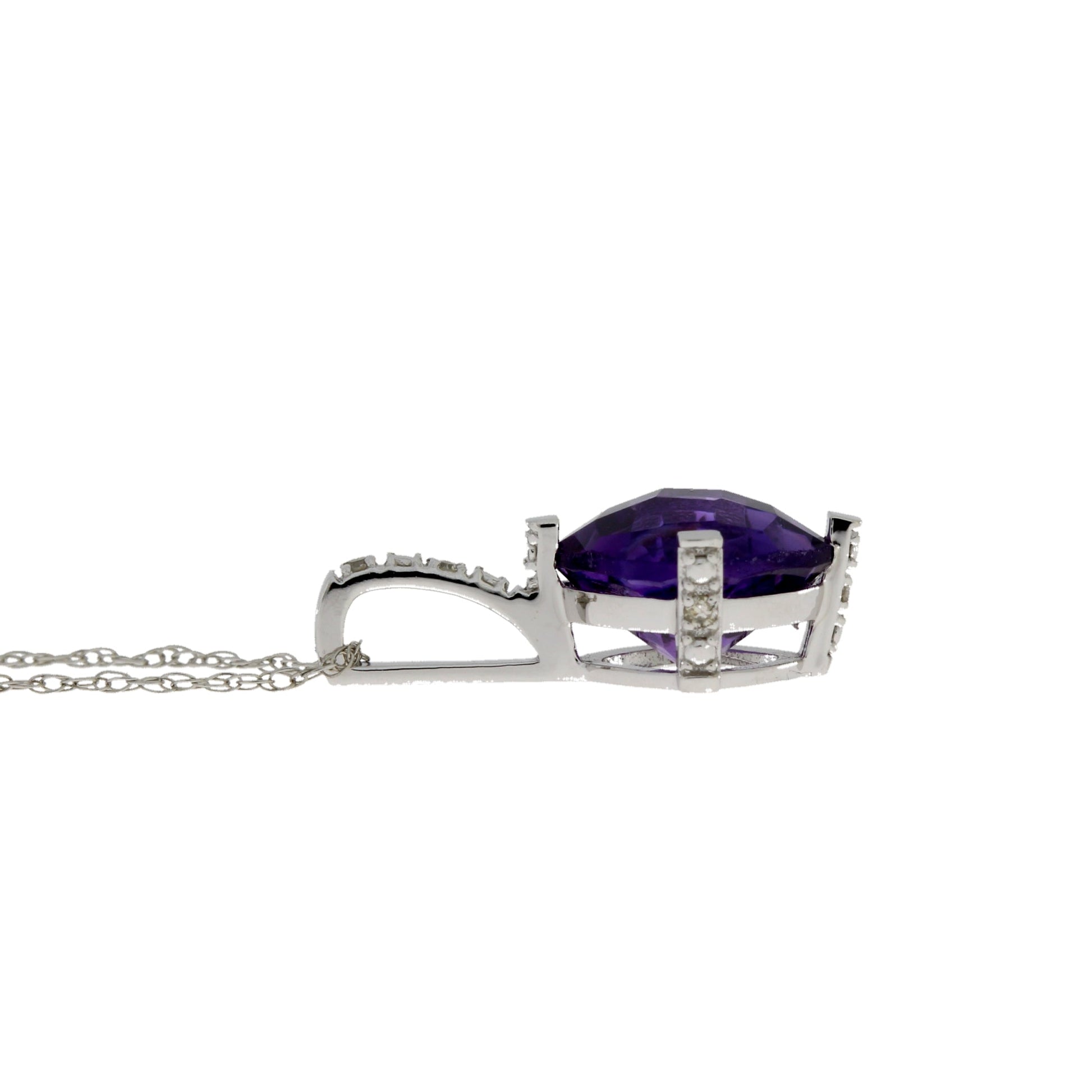 Amethyst Diamond Fashion Pendants 10KT White Gold Bids.com