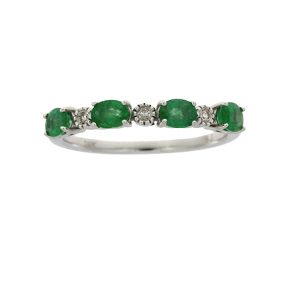Emerald Diamond Fashion band rings 14KT White Gold Bids.com