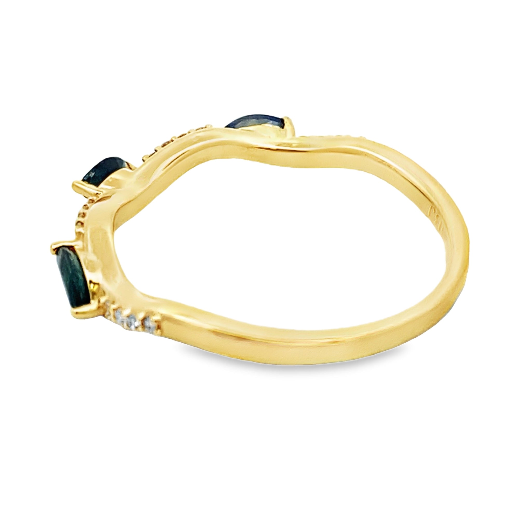 Sapphire Diamond stackable band set 14KT Yellow Gold Bids.com
