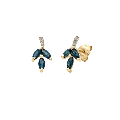 .58ct Sapphire Diamond Earrings 10KT Yellow Gold Bids.com