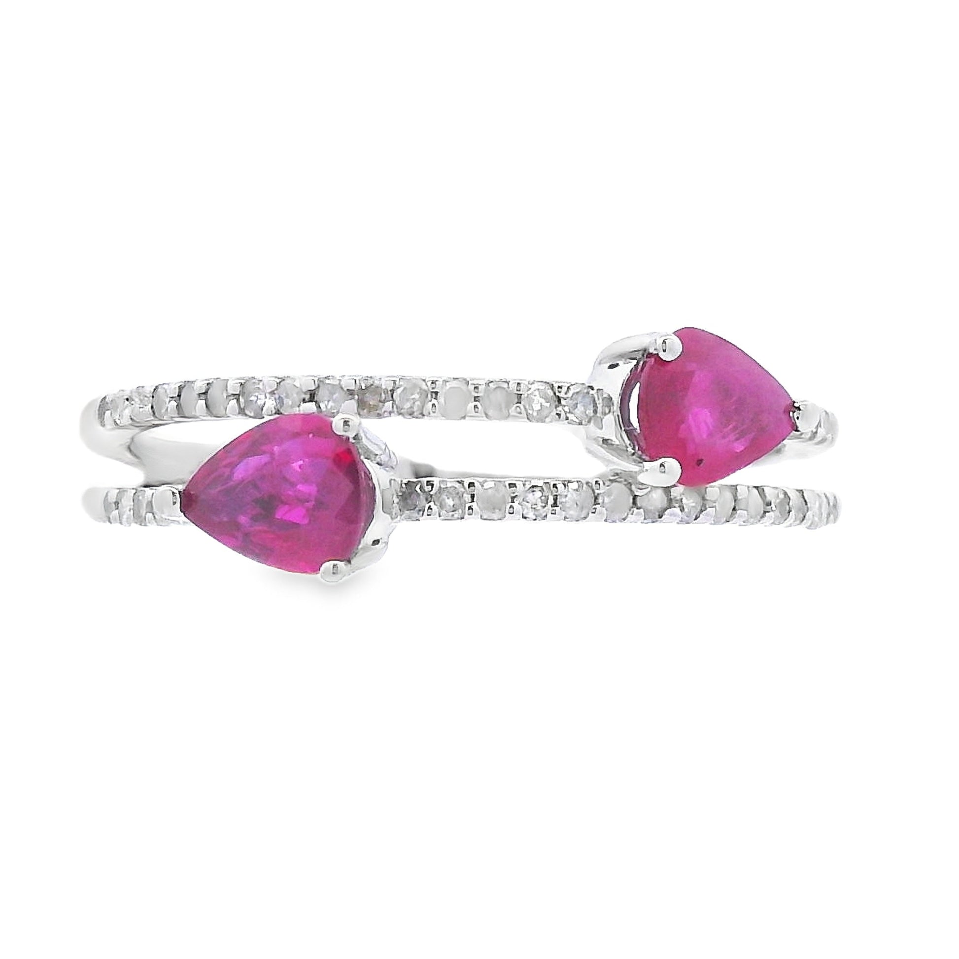 Genuine .64ct Ruby Diamond Ring 14KT White Gold Bids.com