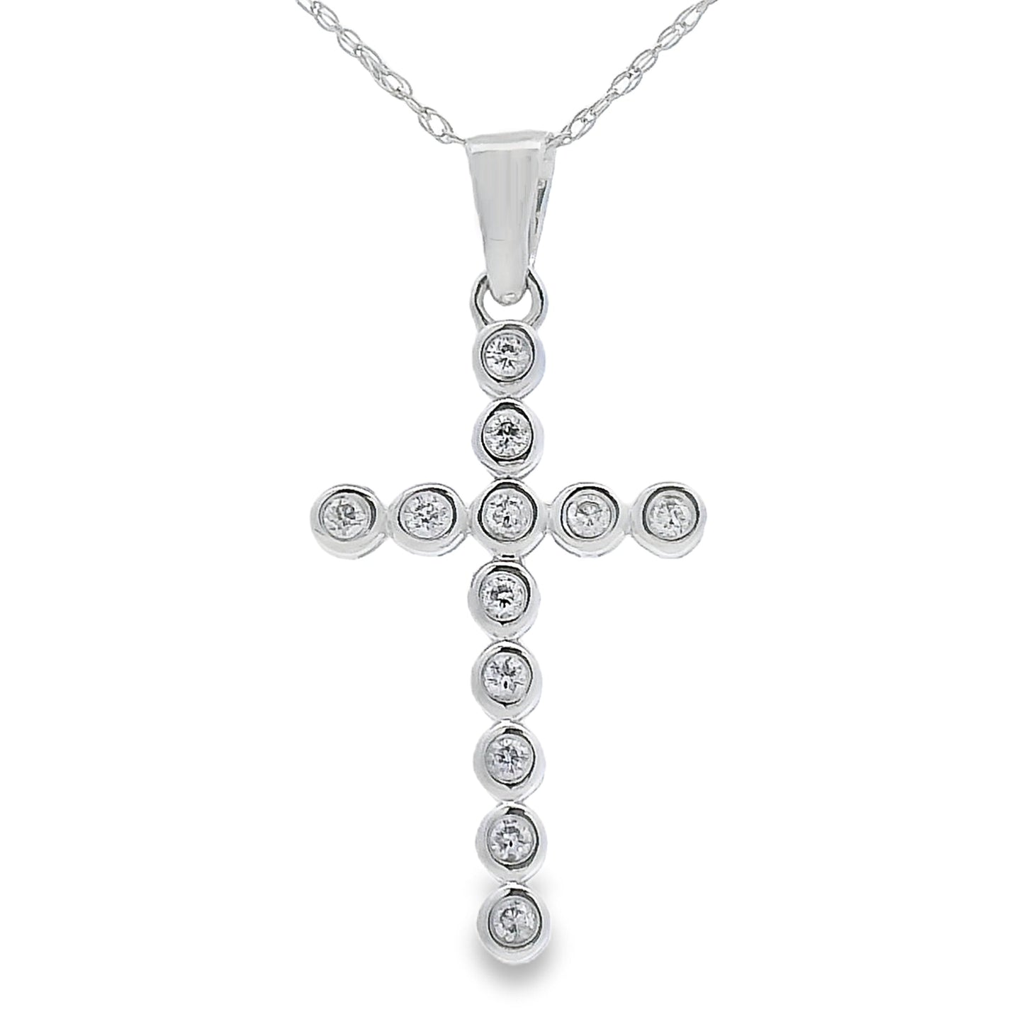 .12ct Diamond Cross Religious Pendant 14KT White Gold Bids.com