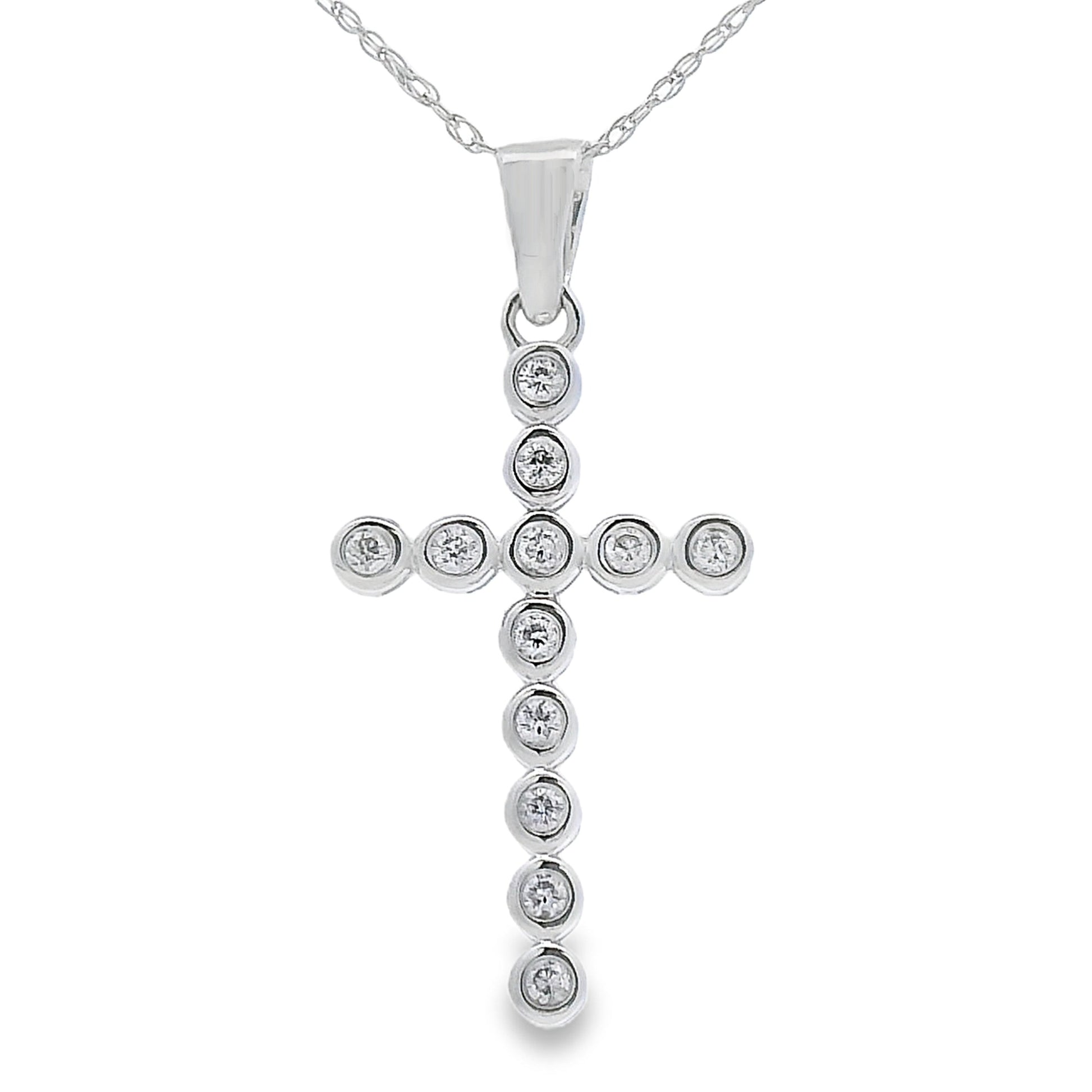 .12ct Diamond Cross Religious Pendant 14KT White Gold Bids.com