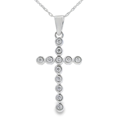 .12ct Diamond Cross Religious Pendant 14KT White Gold Bids.com