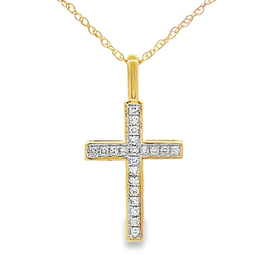 .07ct Diamond Cross Religious Pendant 10KT Yellow Gold Bids.com