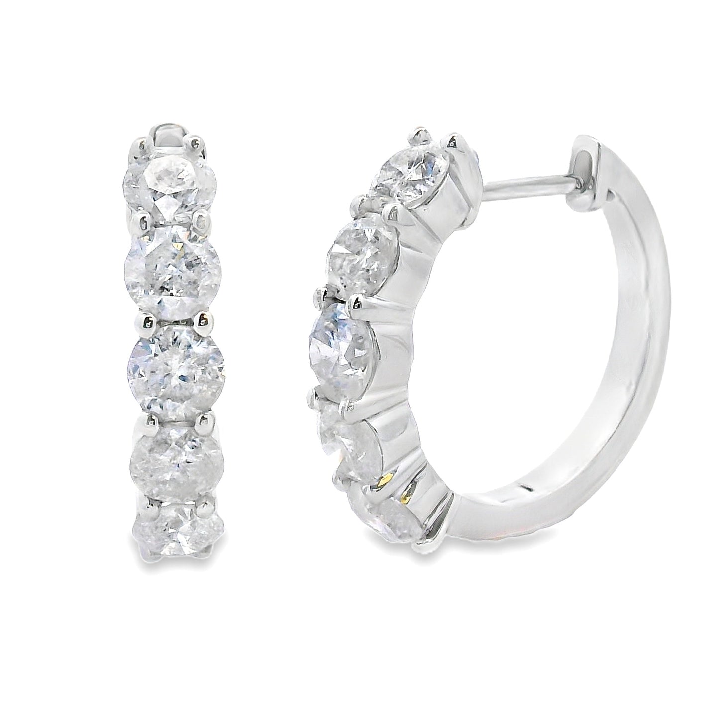 Natural 2.00ct Diamond Hoop Earrings 14KT White Gold Bids.com