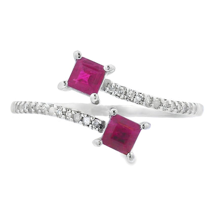 Genuine .57ct Ruby Diamond Ring 14KT White Gold Bids.com